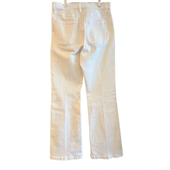 Ann Taylor High Rise patch pocket flare jeans in ivory - Picture 3 of 9